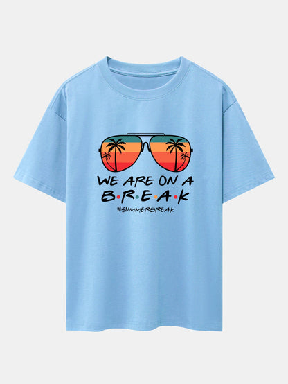 Sunglasses Palm Tree Print Drop Shoulder Oversize T-Shirt
