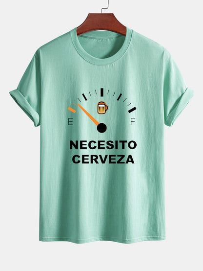Regular Fit I Need Beer Print Cotton T-Shirt