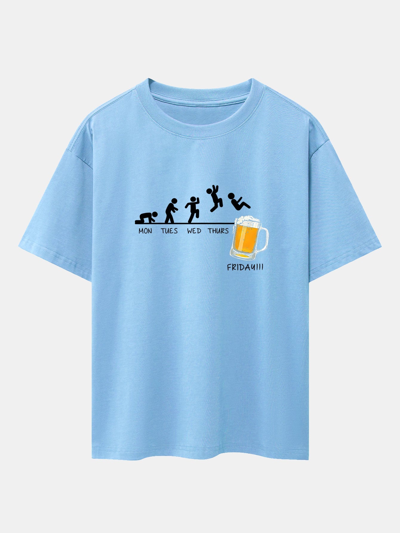 Beer Weekly Evolution Print Drop Shoulder Oversize T-Shirt