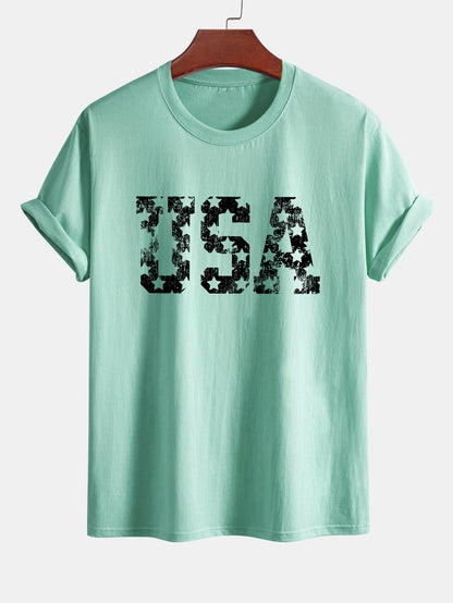 Regular Fit USA Print Cotton T-Shirt
