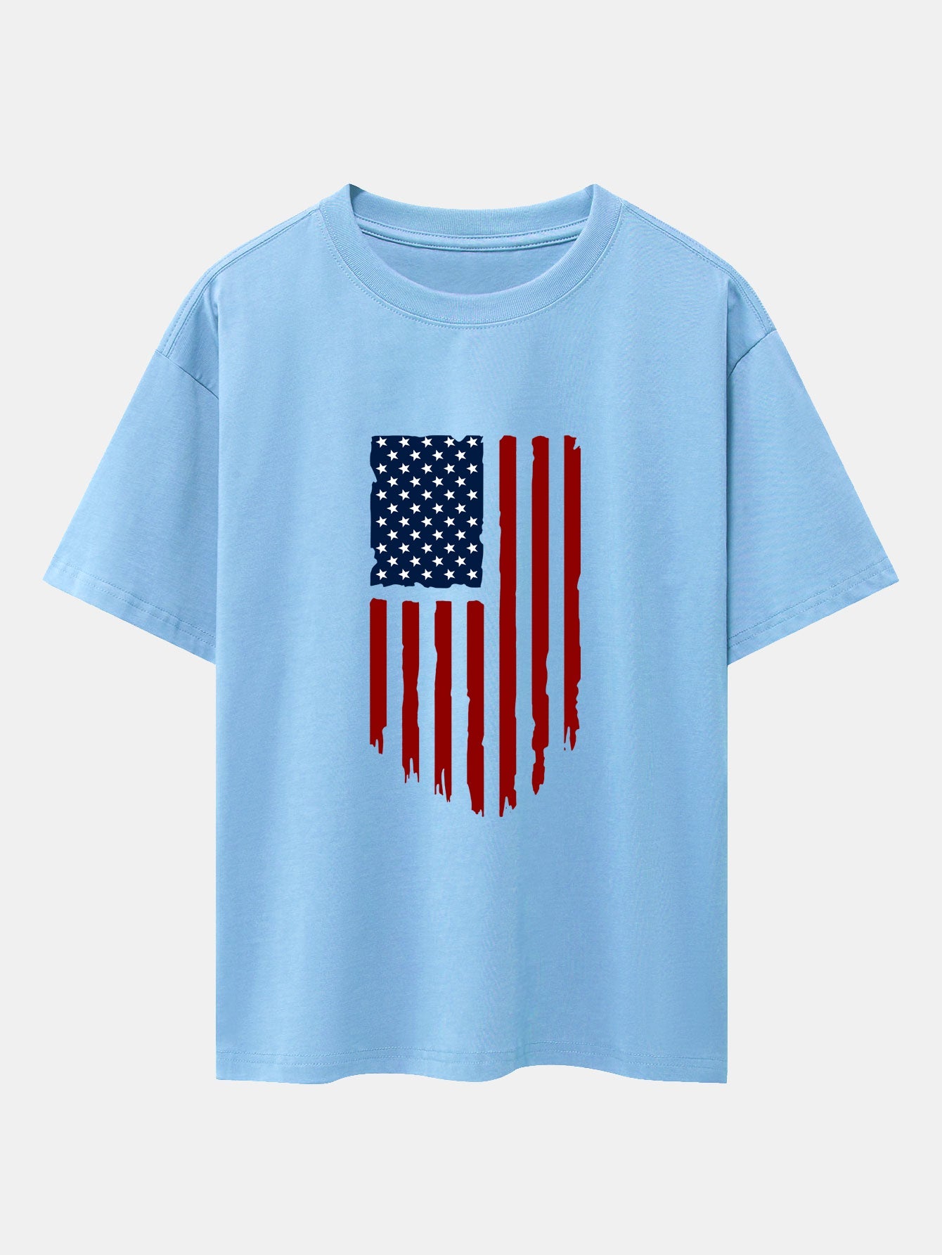 American Flag Print Drop Shoulder Oversize T-Shirt