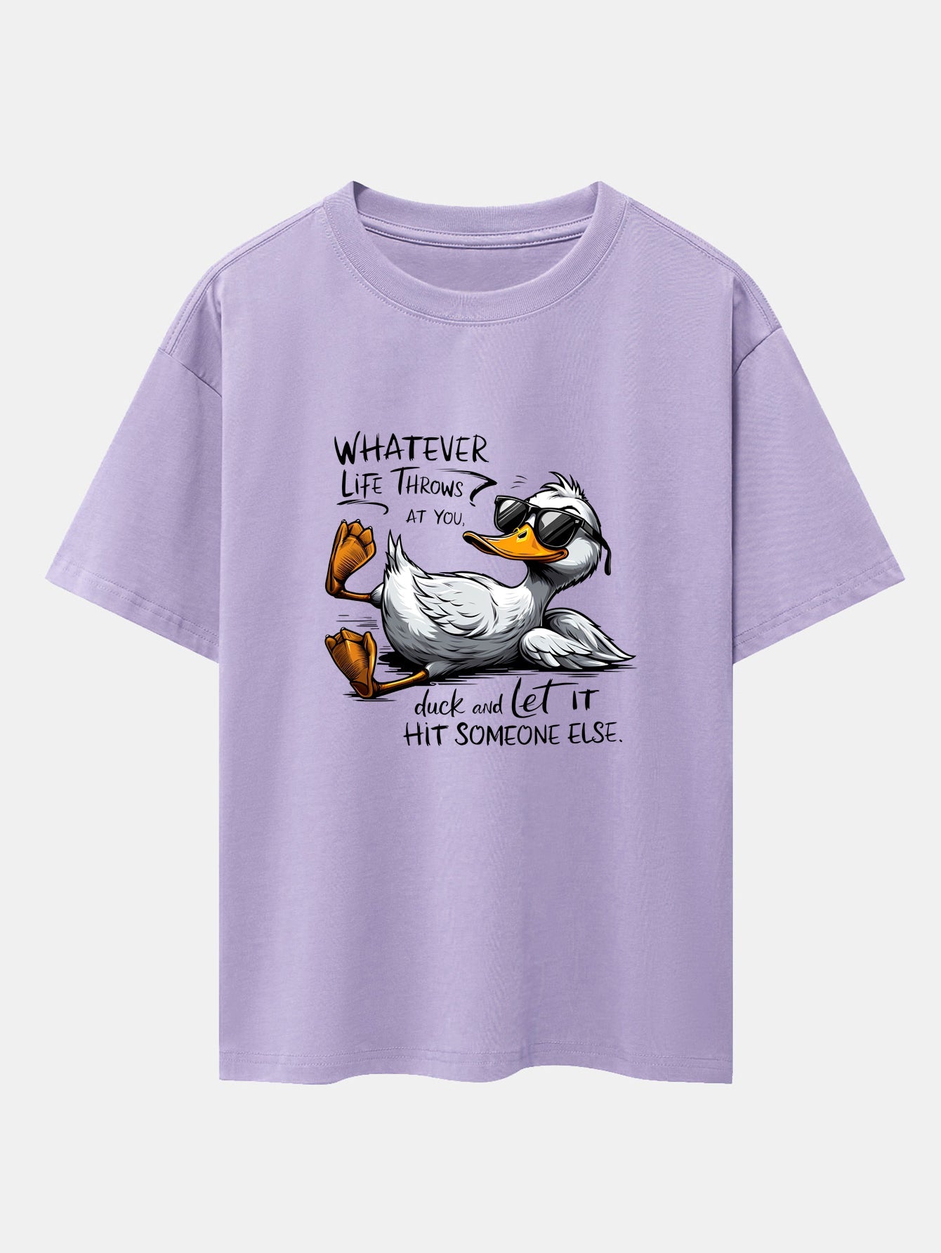 Sunglasses Goose Print Drop Shoulder Oversize T-Shirt