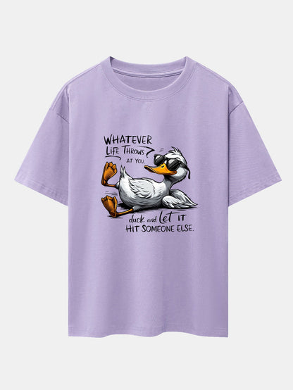 Sunglasses Goose Print Drop Shoulder Oversize T-Shirt