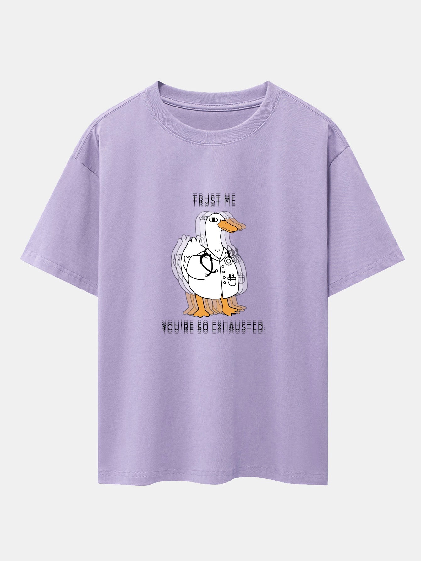Funny Doctor Goose Print Drop Shoulder Oversize T-Shirt