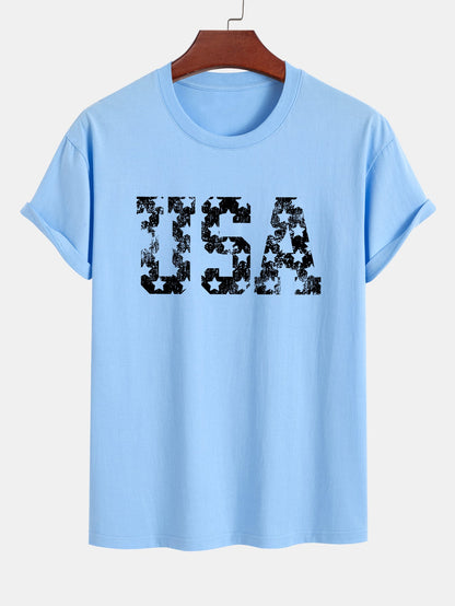 Regular Fit USA Print Cotton T-Shirt