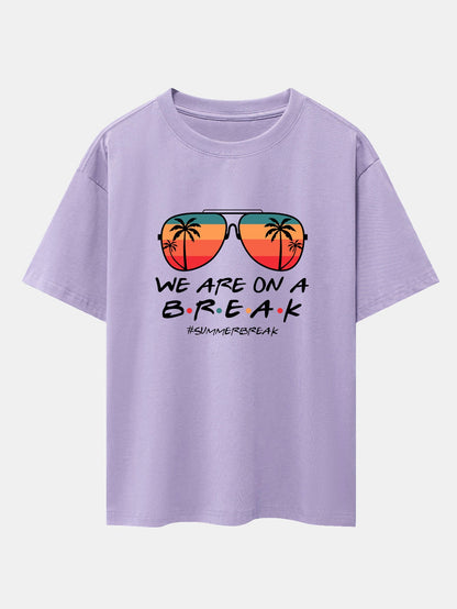 Sunglasses Palm Tree Print Drop Shoulder Oversize T-Shirt