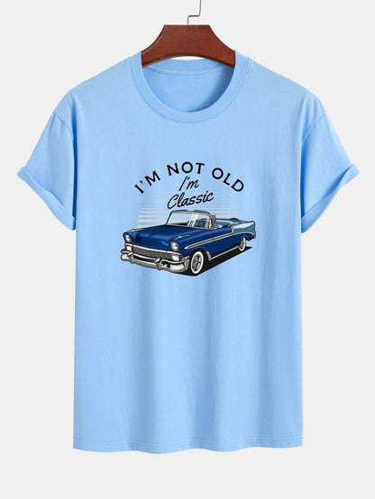 Regular Fit Car Slogan Print Cotton T-Shirt