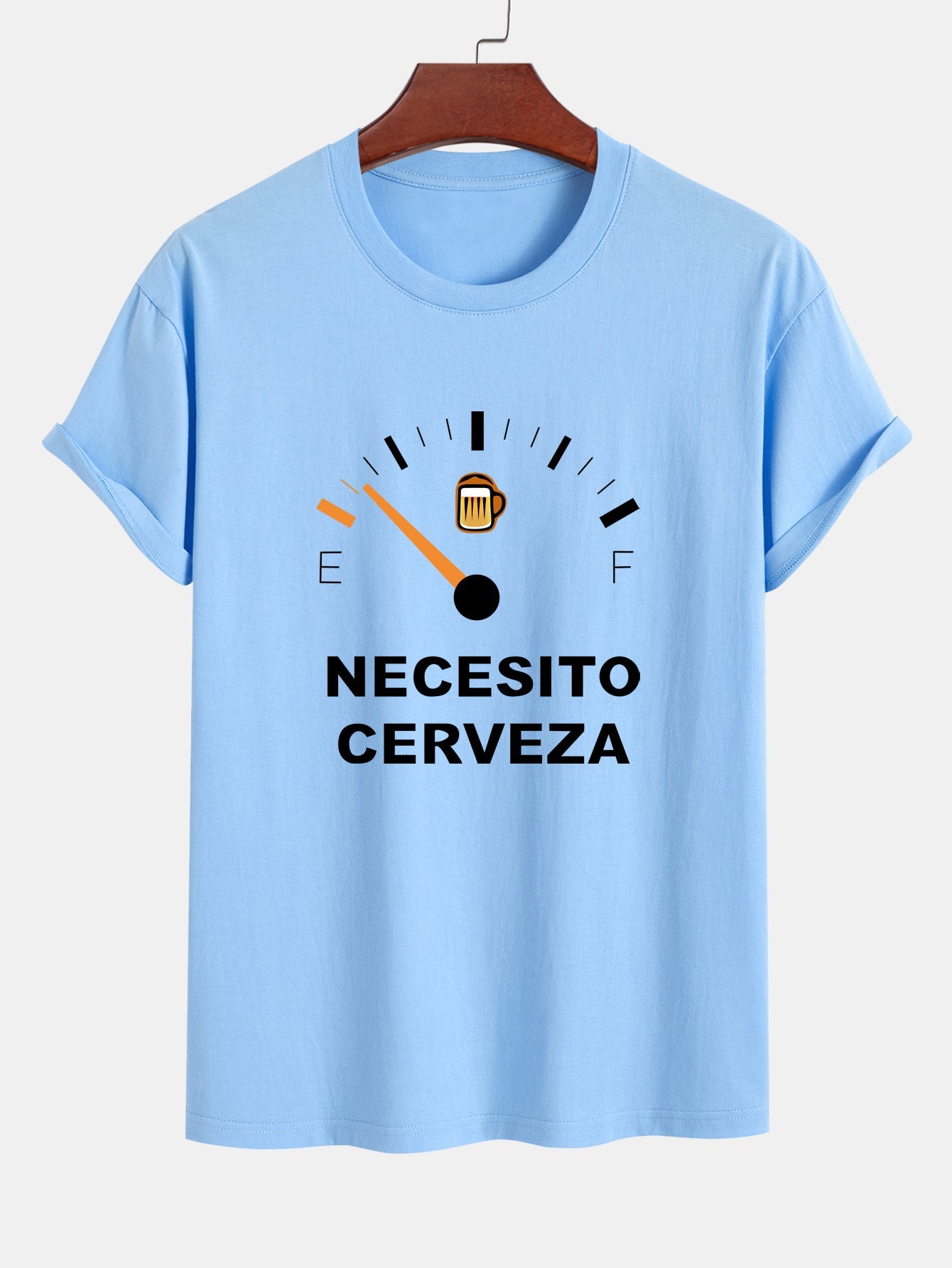 Regular Fit I Need Beer Print Cotton T-Shirt