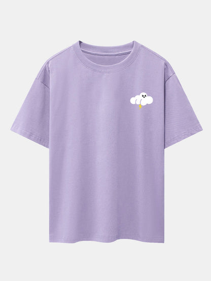 Thundercloud Print Drop Shoulder Oversize T-Shirt