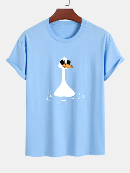 Regular Fit Sunglasses Goose Print Cotton T-Shirt