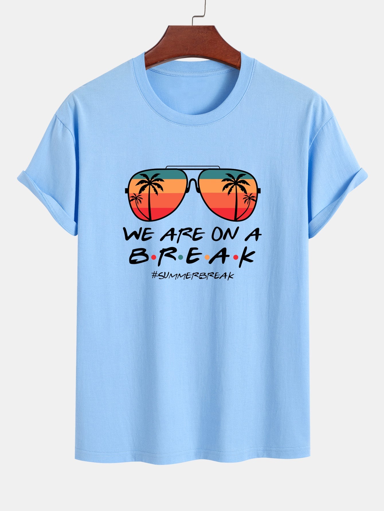 Regular Fit Sunglasses Palm Tree Print Cotton T-Shirt