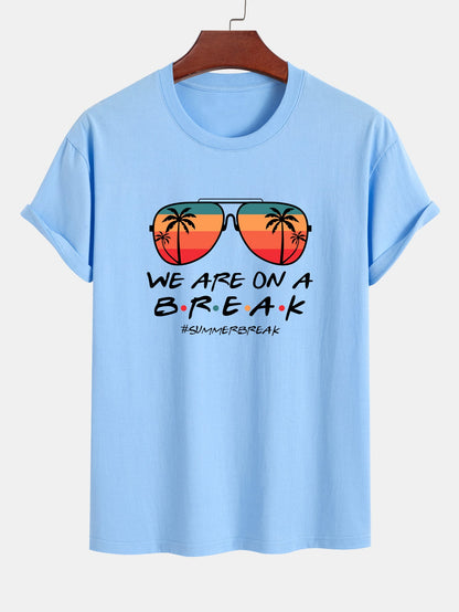 Regular Fit Sunglasses Palm Tree Print Cotton T-Shirt