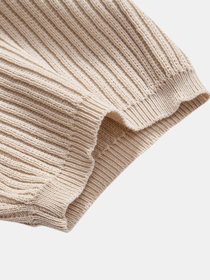 Ribbed Crew Neck Sweater Knitted T-Shirt