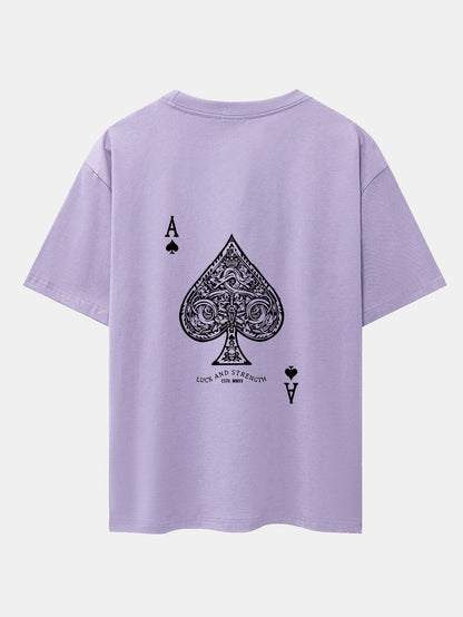 Ace Of Spades Print Drop Shoulder Oversize T-Shirt