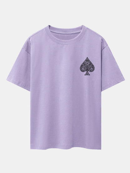 Ace Of Spades Print Drop Shoulder Oversize T-Shirt