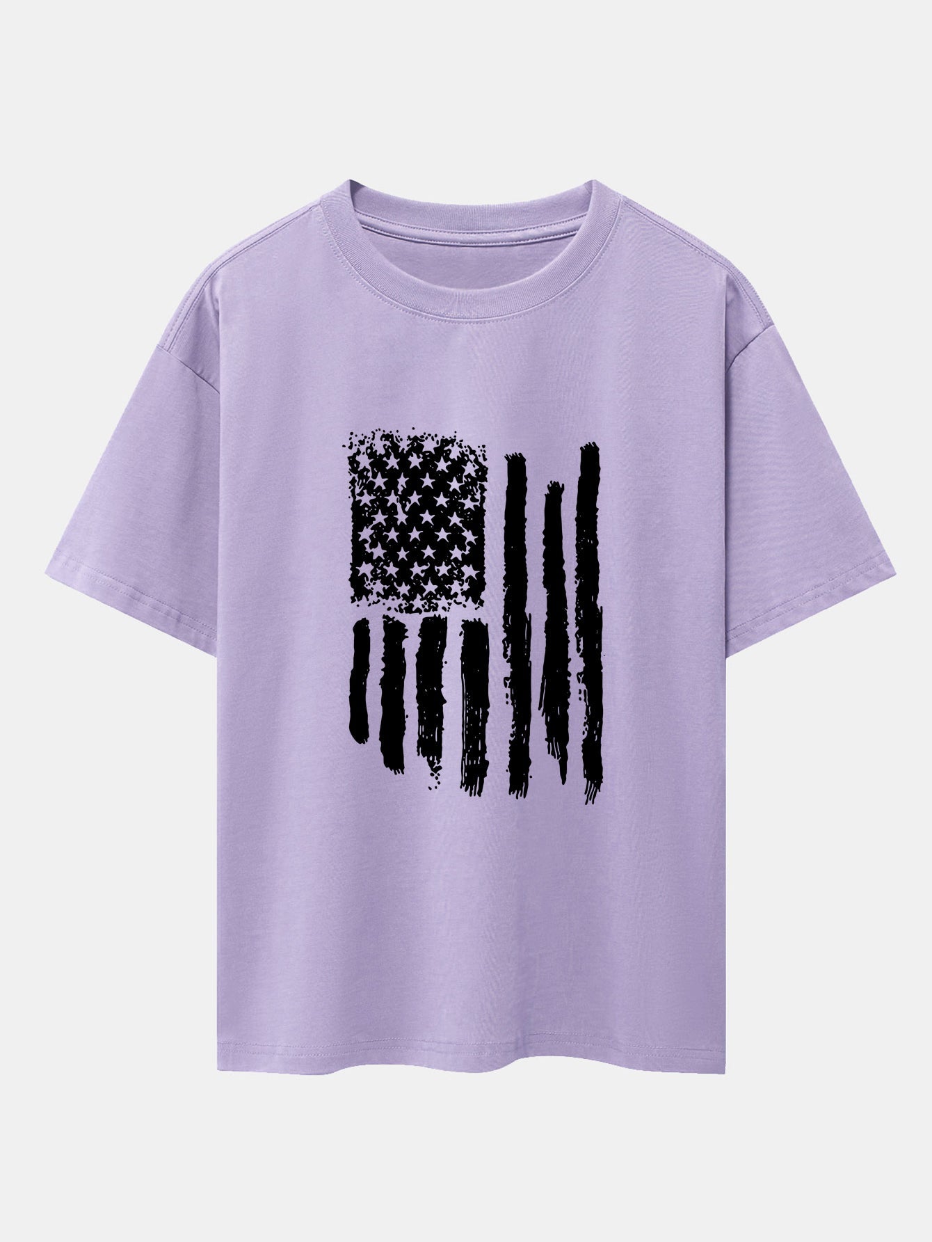 American Flag Print Drop Shoulder Oversize T-Shirt