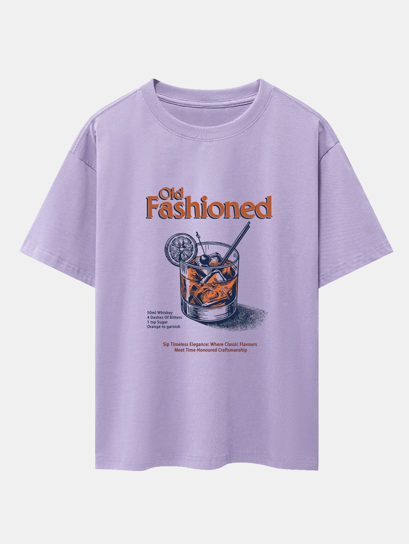 Vintage Whiskey Print Drop Shoulder Oversize T-Shirt