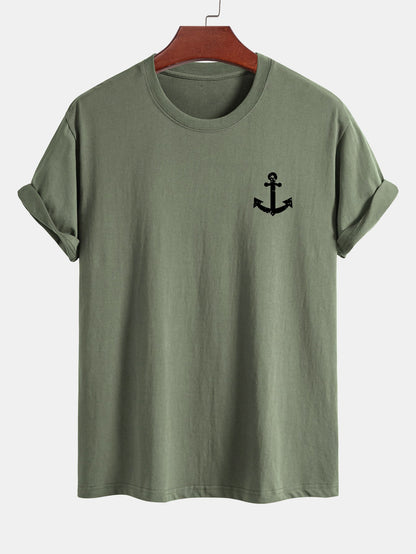 Regular Fit Anchor Print Cotton T-Shirt