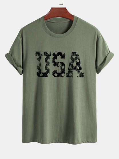 Regular Fit USA Print Cotton T-Shirt