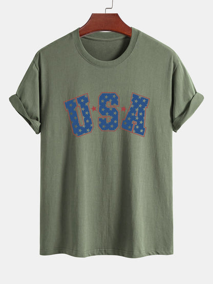 Regular Fit USA Print Cotton T-Shirt