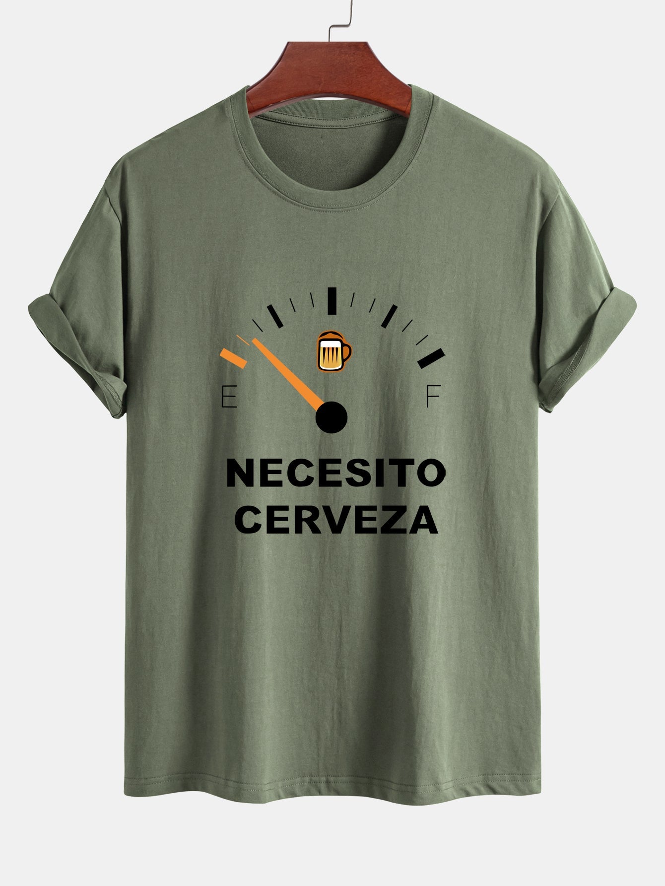 Regular Fit I Need Beer Print Cotton T-Shirt
