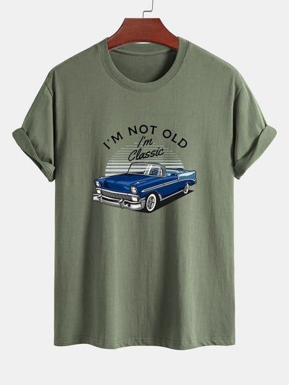 Regular Fit Car Slogan Print Cotton T-Shirt