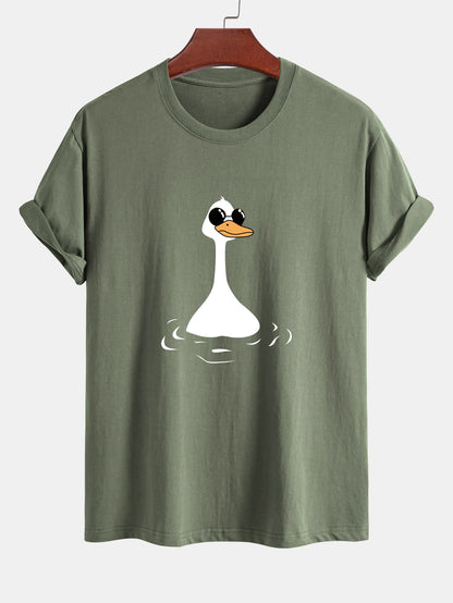 Regular Fit Sunglasses Goose Print Cotton T-Shirt