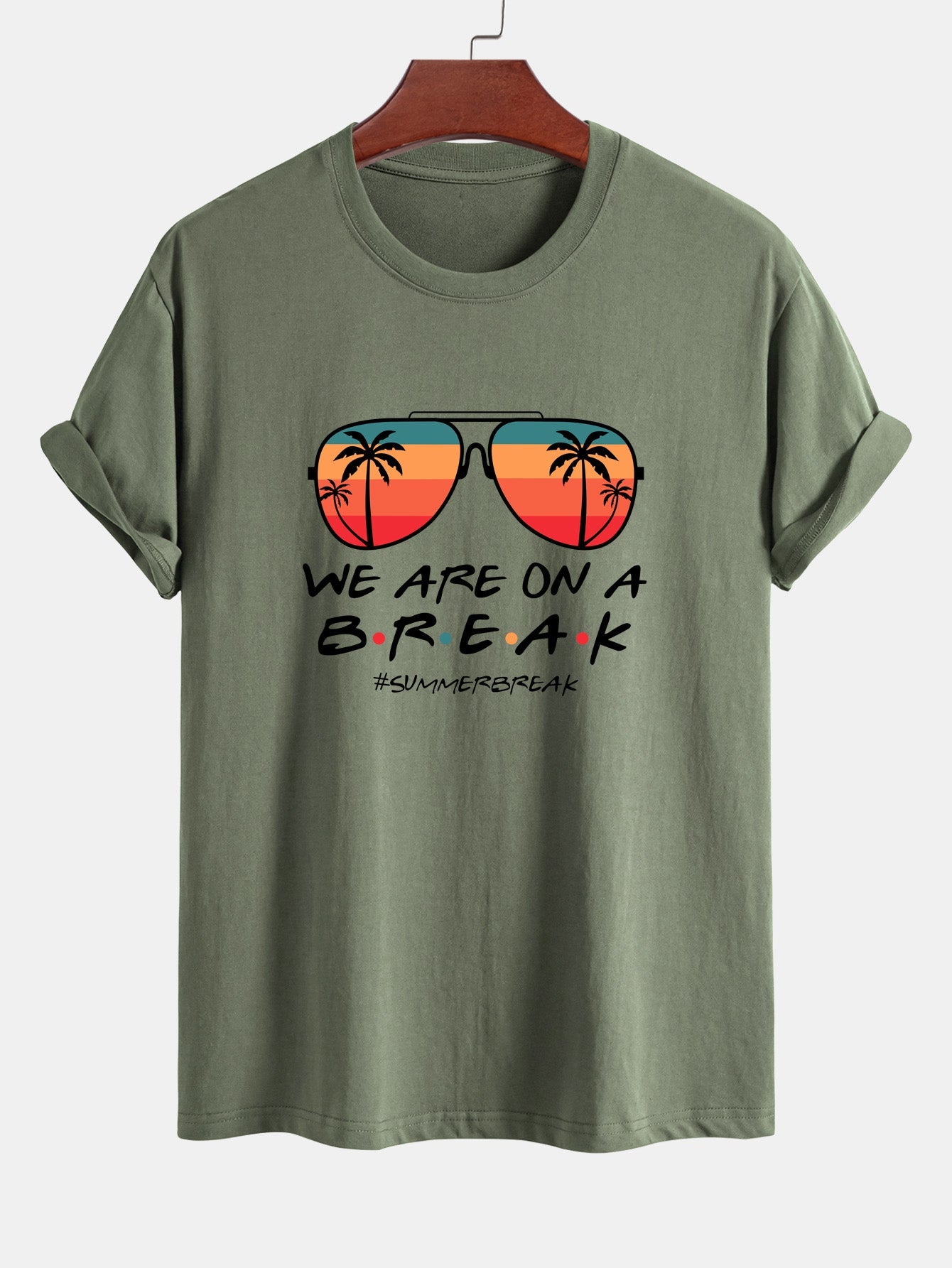 Regular Fit Sunglasses Palm Tree Print Cotton T-Shirt