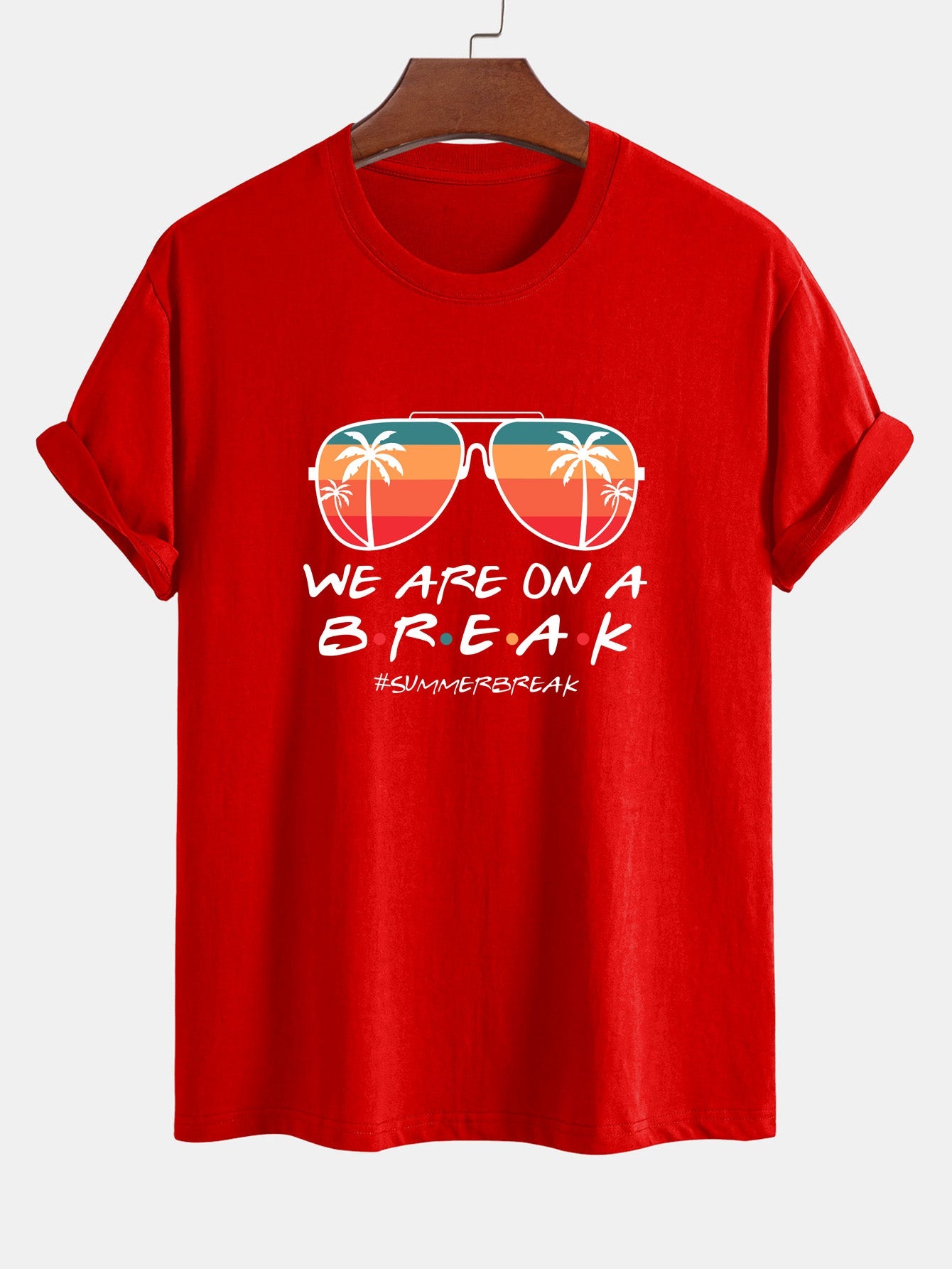 Regular Fit Sunglasses Palm Tree Print Cotton T-Shirt