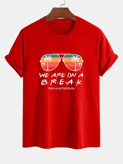 Regular Fit Sunglasses Palm Tree Print Cotton T-Shirt