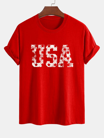 Regular Fit USA Print Cotton T-Shirt
