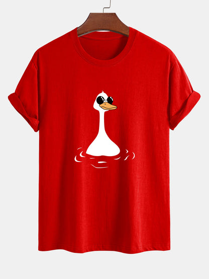 Regular Fit Sunglasses Goose Print Cotton T-Shirt