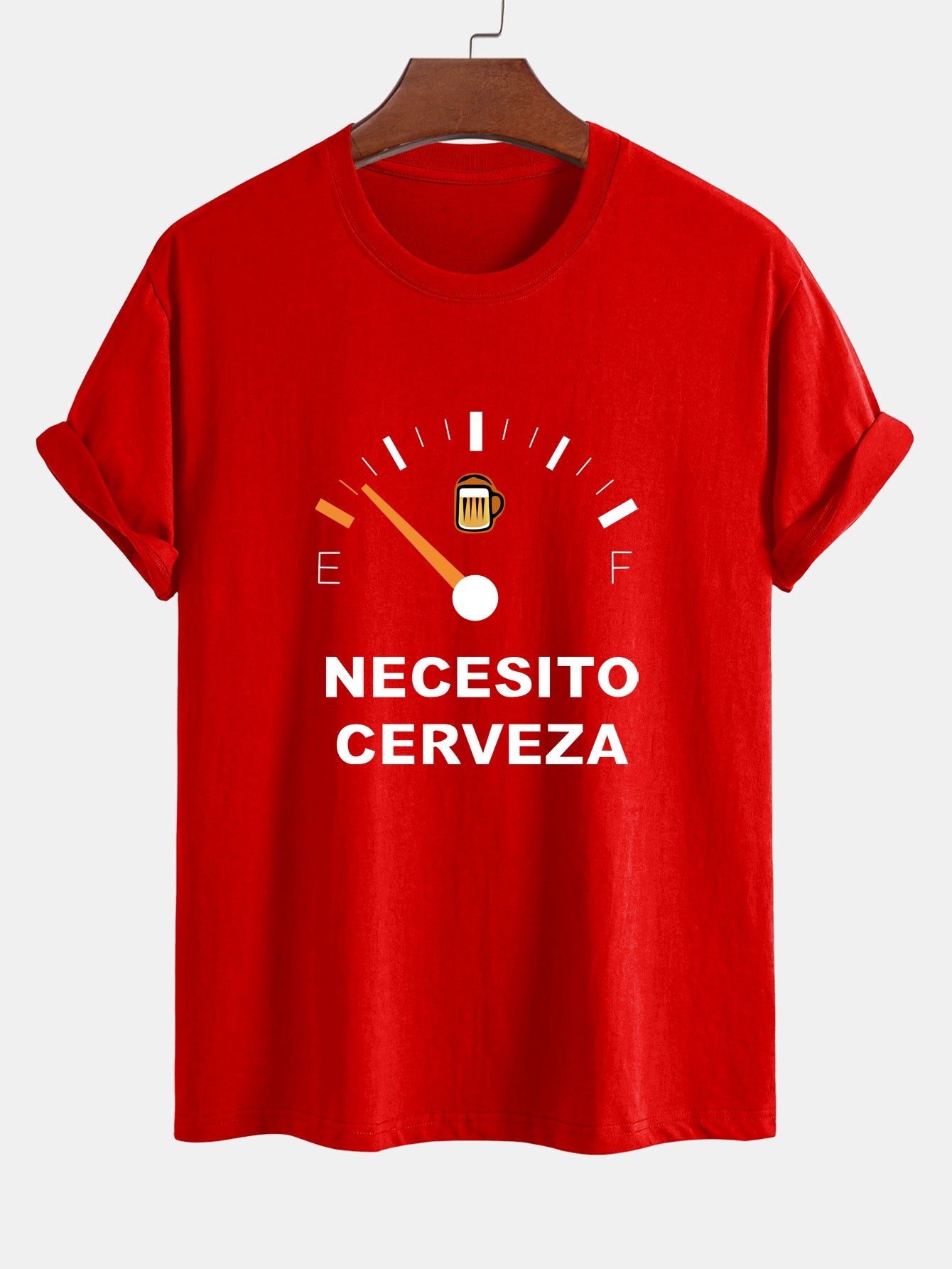 Regular Fit I Need Beer Print Cotton T-Shirt