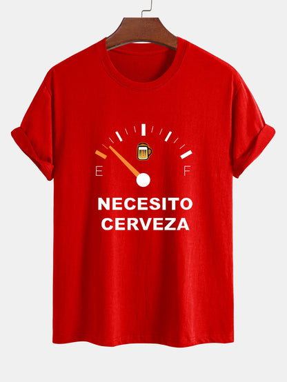 Regular Fit I Need Beer Print Cotton T-Shirt