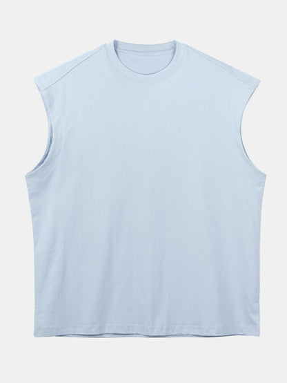 3 Pieces Relax Fit Cotton Drop Shoulder Sleeveless T-Shirts