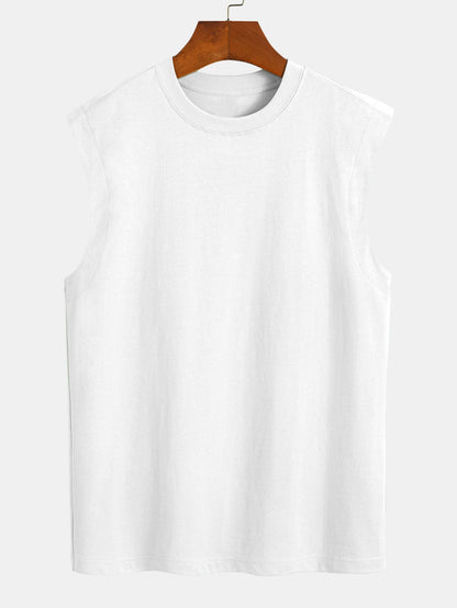 3 Pieces Relax Fit Cotton Drop Shoulder Sleeveless T-Shirts