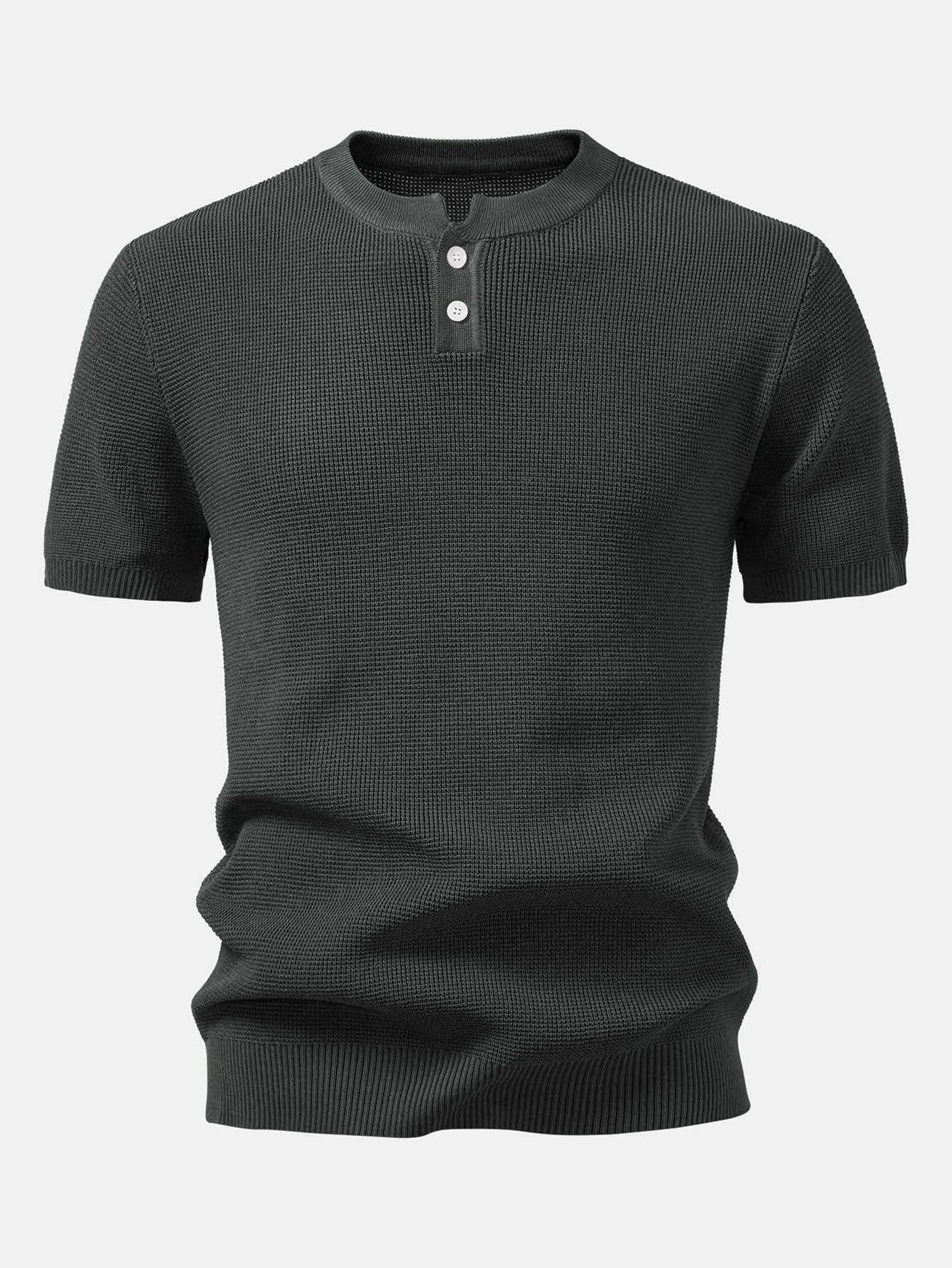 Waffle Textured Knitted Henley Shirt