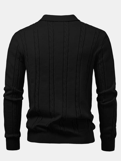 Long Sleeve Twist Knit Polo Shirt
