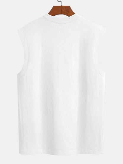 3 Pieces Relax Fit Cotton Drop Shoulder Sleeveless T-Shirts