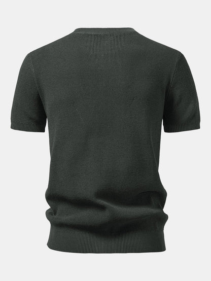 Waffle Textured Knitted Henley Shirt