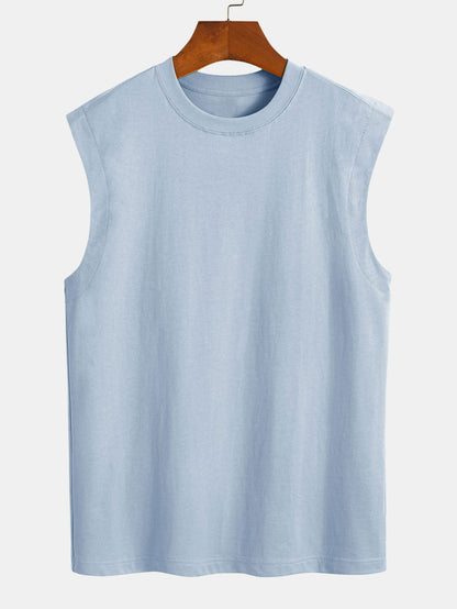 3 Pieces Relax Fit Cotton Drop Shoulder Sleeveless T-Shirts