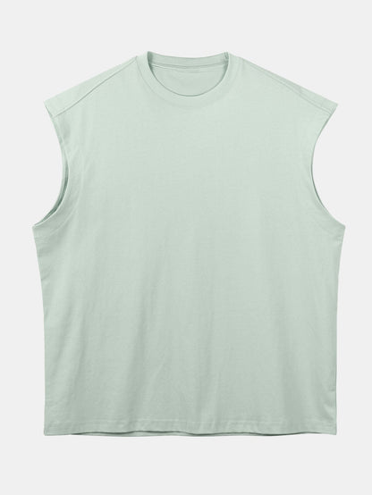 3 Pieces Relax Fit Cotton Drop Shoulder Sleeveless T-Shirts