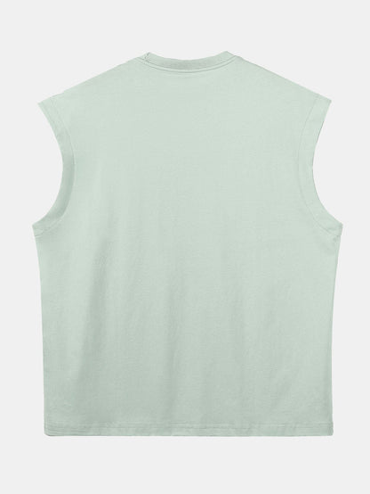 3 Pieces Relax Fit Cotton Drop Shoulder Sleeveless T-Shirts