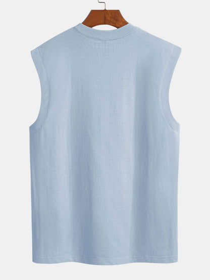 3 Pieces Relax Fit Cotton Drop Shoulder Sleeveless T-Shirts