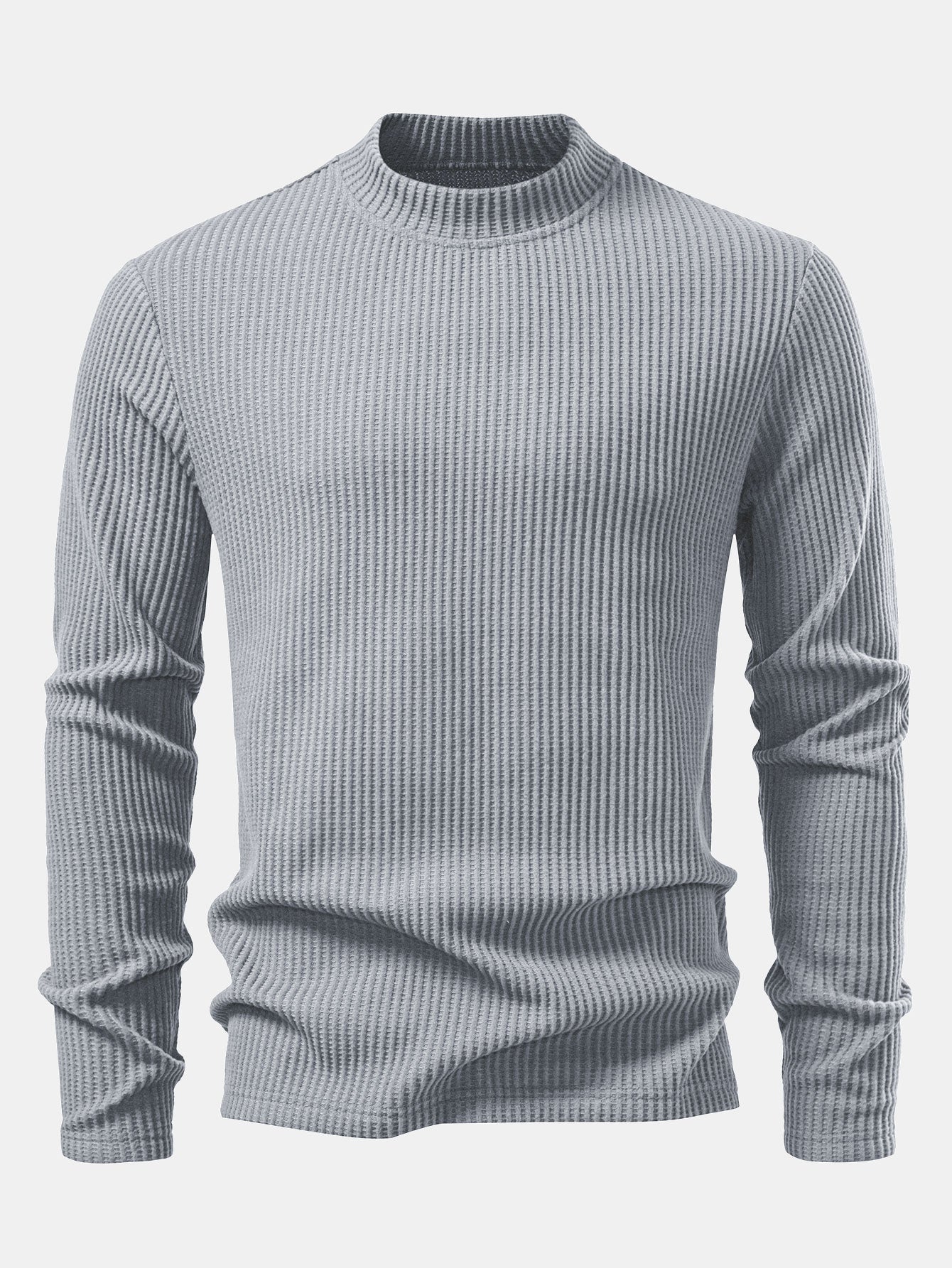 Long Sleeve Waffle Mock Neck T-Shirt