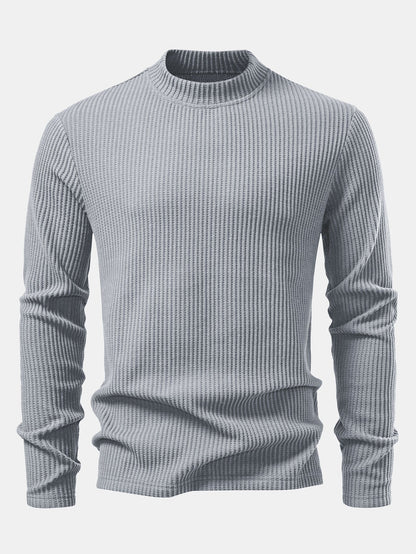 Long Sleeve Waffle Mock Neck T-Shirt