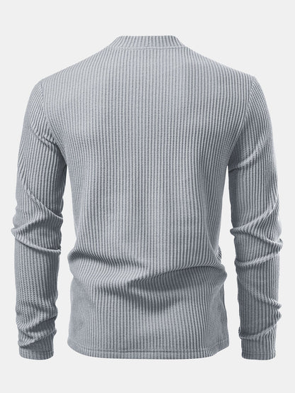 Long Sleeve Waffle Mock Neck T-Shirt