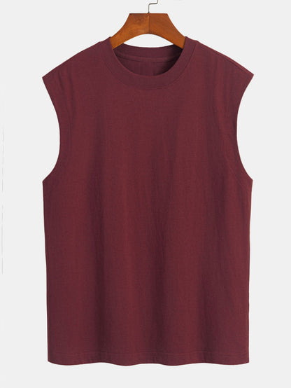 3 Pieces Relax Fit Cotton Drop Shoulder Sleeveless T-Shirts