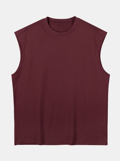 3 Pieces Relax Fit Cotton Drop Shoulder Sleeveless T-Shirts