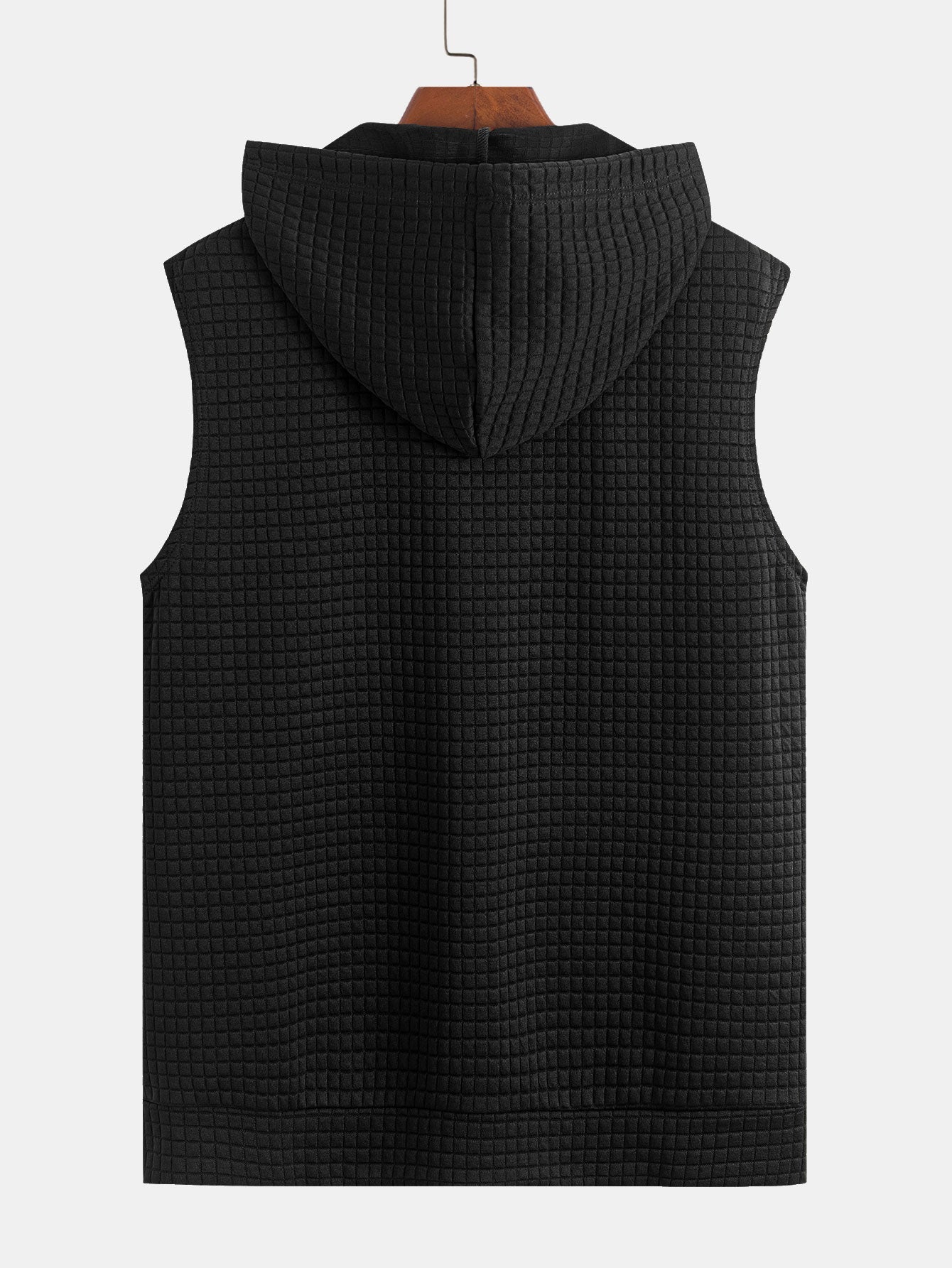 Sleeveless Waffle Zipper Hoodie